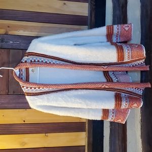 R brand Fuzzy Nordic/Sami/Lapland-inspired Embroidered Sweater Cardigan